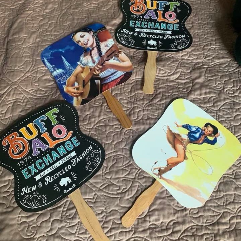 Vintage Buffalo Exchange Fan Bundle Decorative Hand Fans - Multicolor